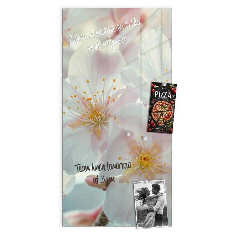 Magnettafel - Weiße Frühlingsblüten