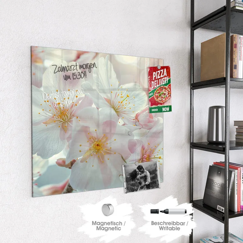 Magnettafel - Weiße Frühlingsblüten