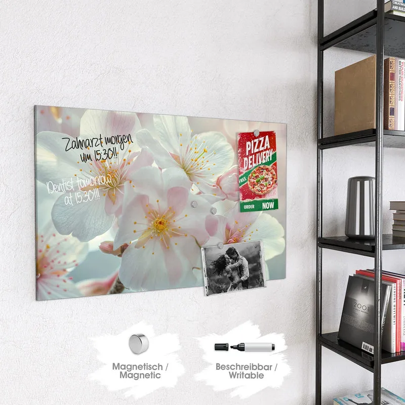 Magnettafel - Weiße Frühlingsblüten