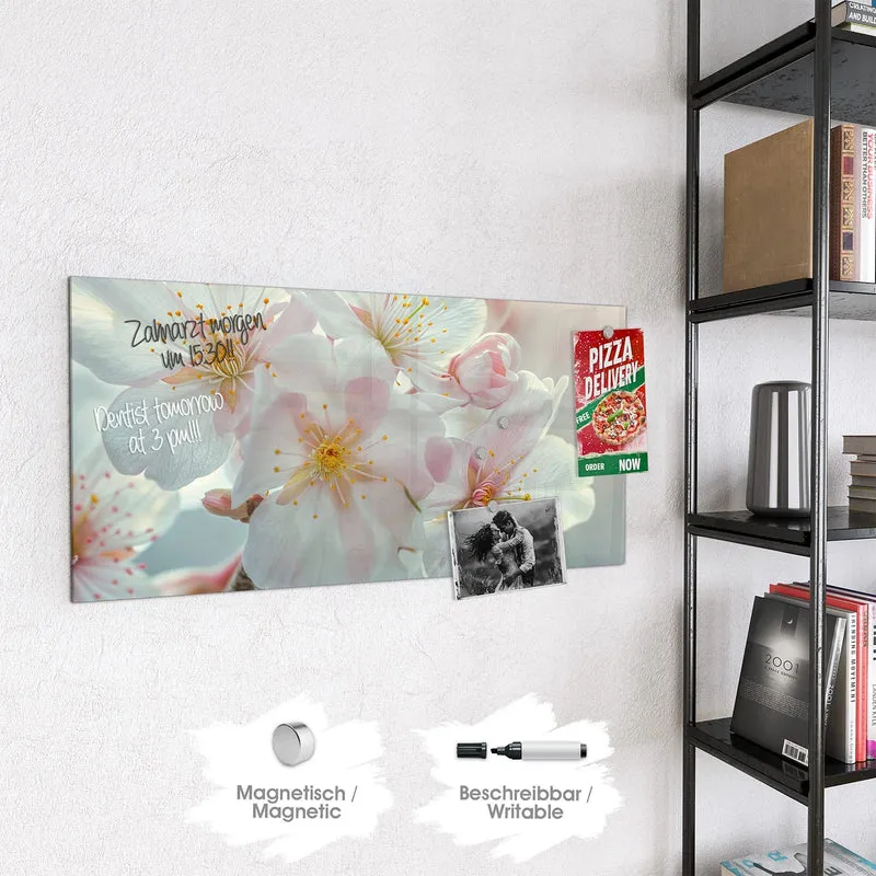 Magnettafel - Weiße Frühlingsblüten
