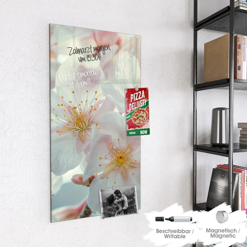 Magnettafel - Weiße Frühlingsblüten