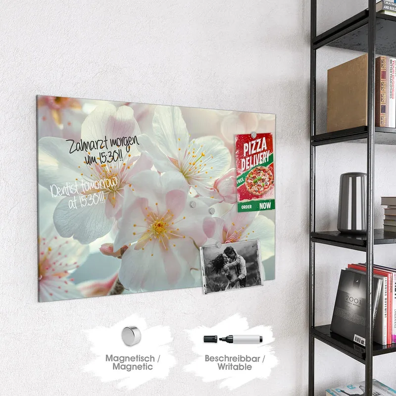 Magnettafel - Weiße Frühlingsblüten