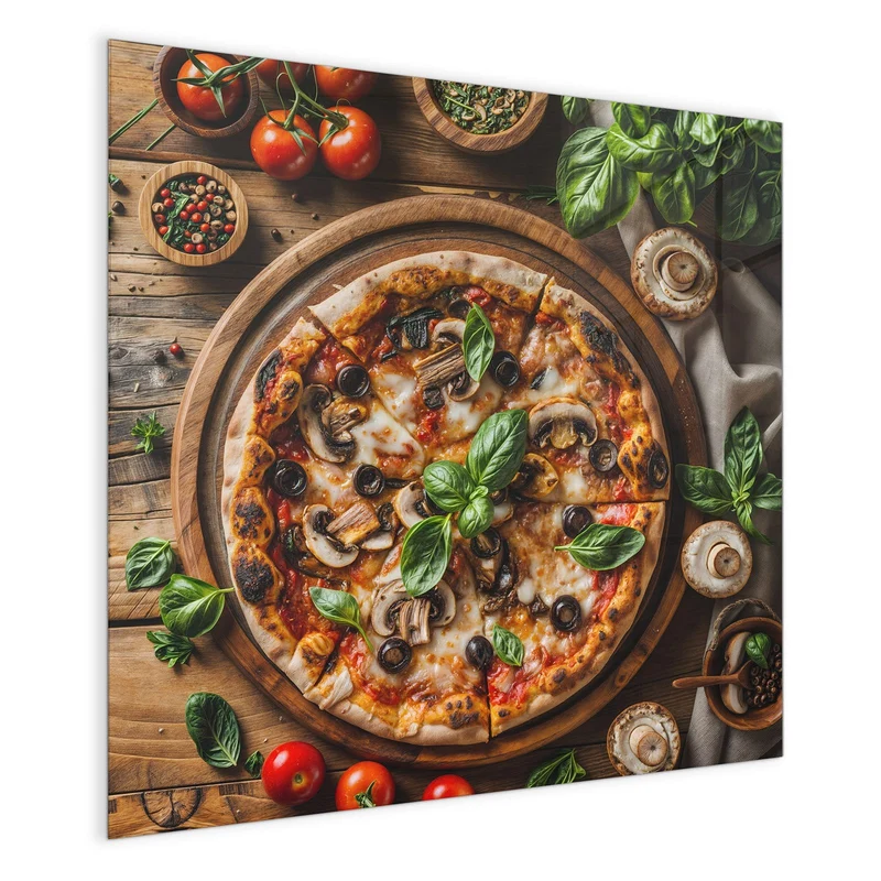 Magnettafel - Pizza mit Champignons