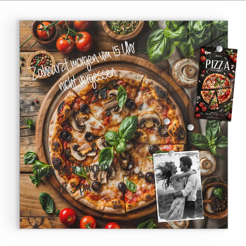 Magnettafel - Pizza mit Champignons