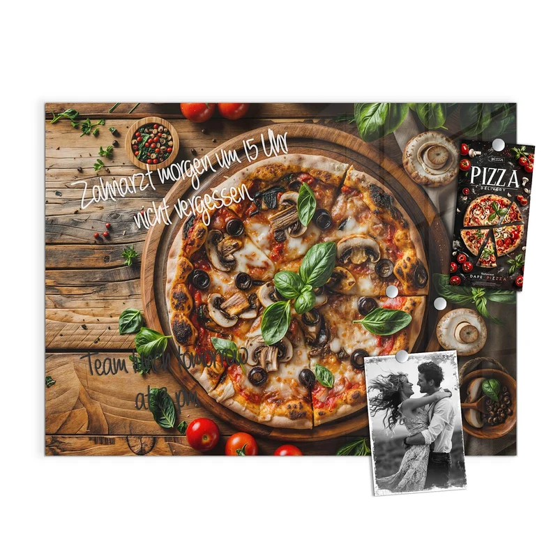 Magnettafel - Pizza mit Champignons