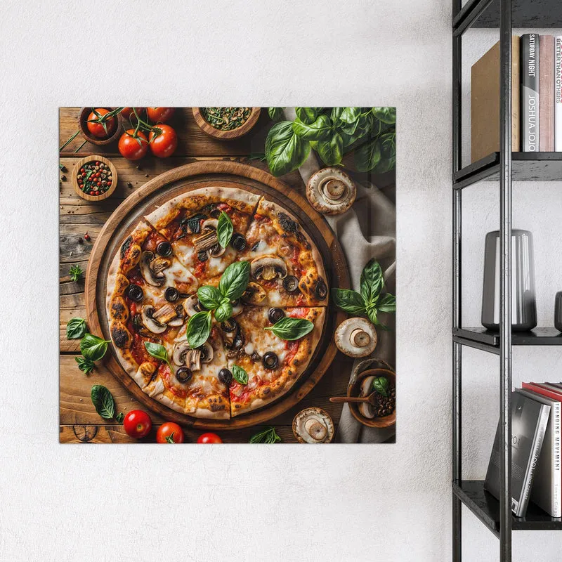 Magnettafel - Pizza mit Champignons