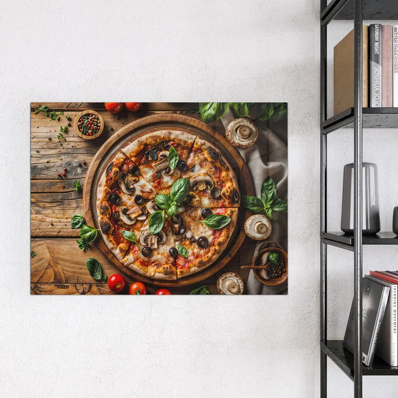 Magnettafel - Pizza mit Champignons
