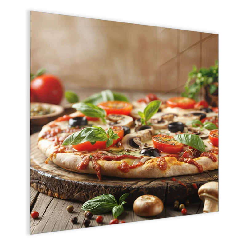 Magnettafel - Pizza auf Holzbrett