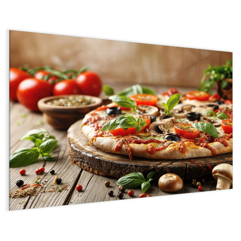Magnettafel - Pizza auf Holzbrett