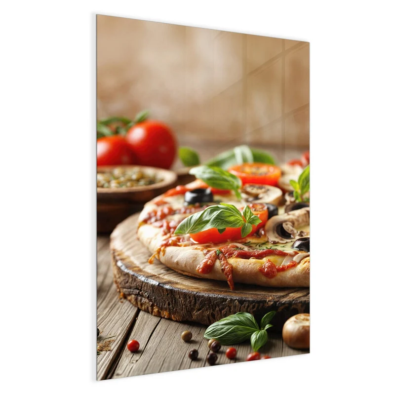 Magnettafel - Pizza auf Holzbrett