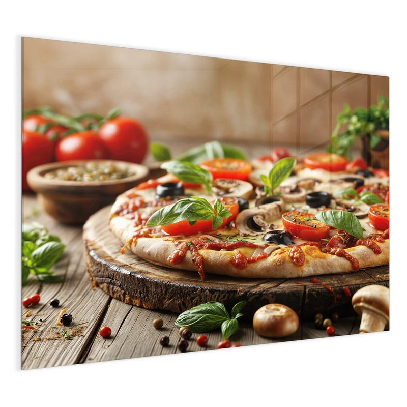 Magnettafel - Pizza auf Holzbrett