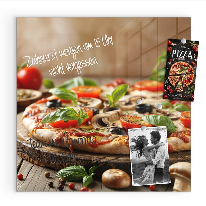 Magnettafel - Pizza auf Holzbrett