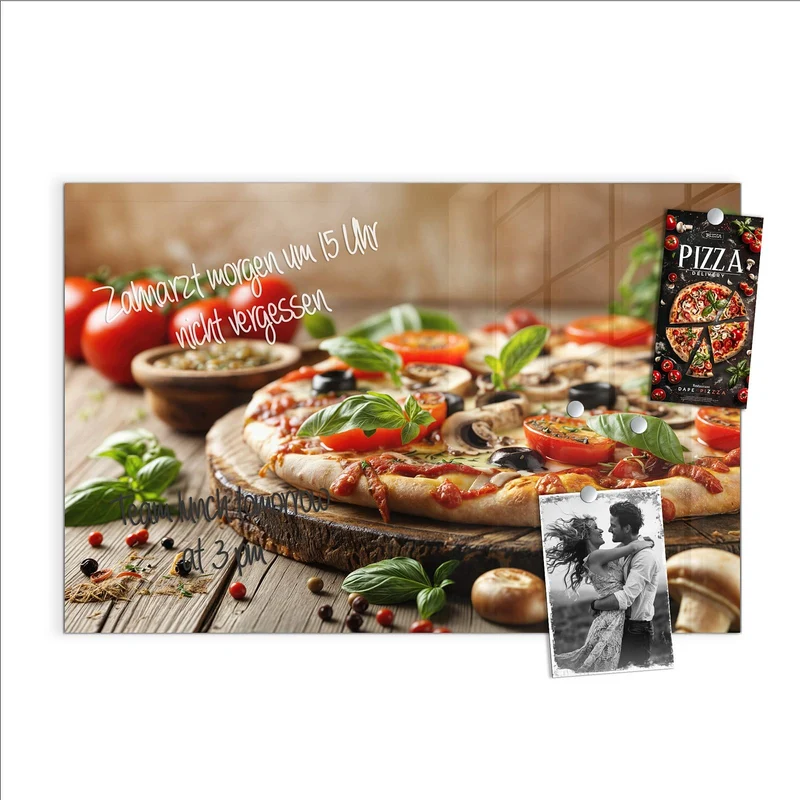 Magnettafel - Pizza auf Holzbrett