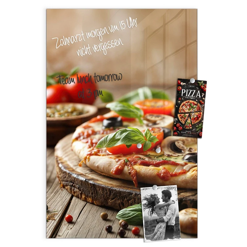 Magnettafel - Pizza auf Holzbrett