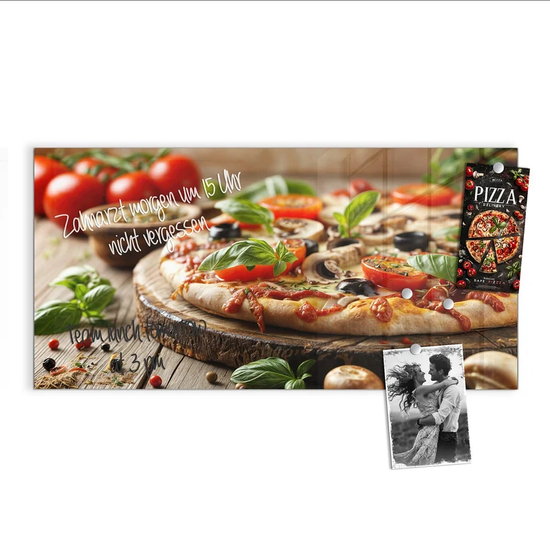 Magnettafel - Pizza auf Holzbrett