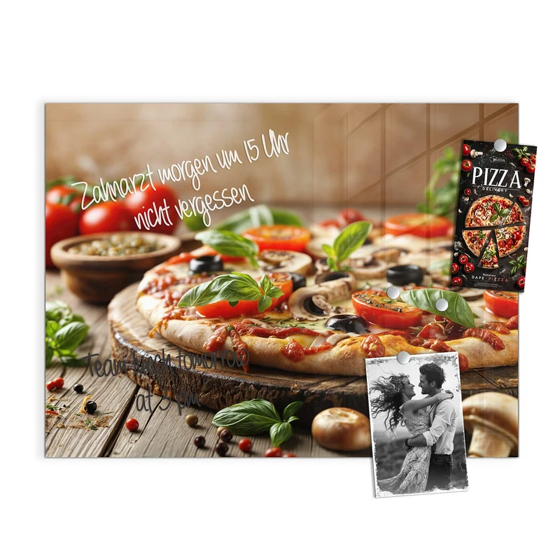 Magnettafel - Pizza auf Holzbrett