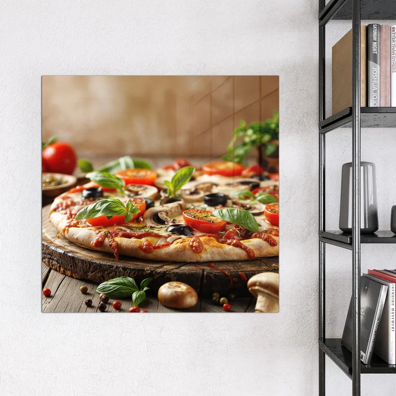 Magnettafel - Pizza auf Holzbrett
