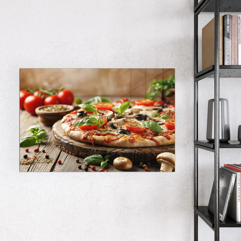 Magnettafel - Pizza auf Holzbrett