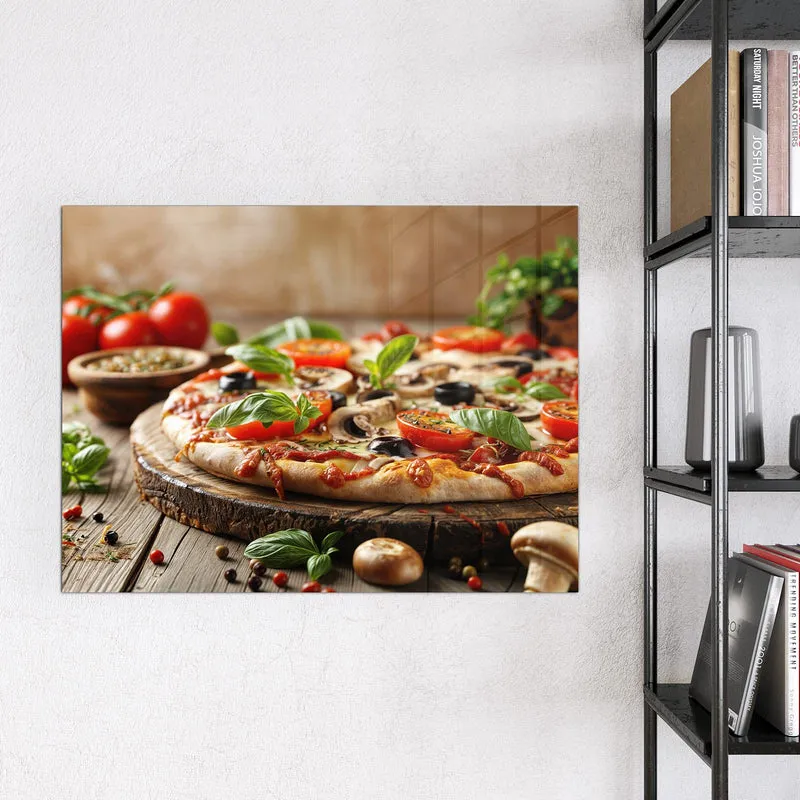 Magnettafel - Pizza auf Holzbrett