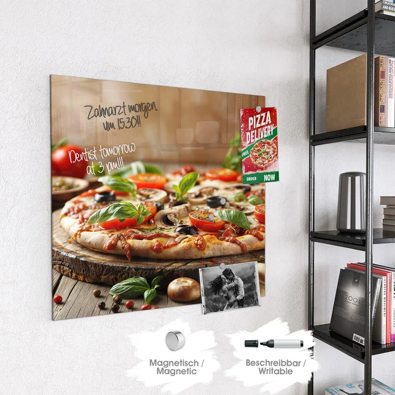 Magnettafel - Pizza auf Holzbrett