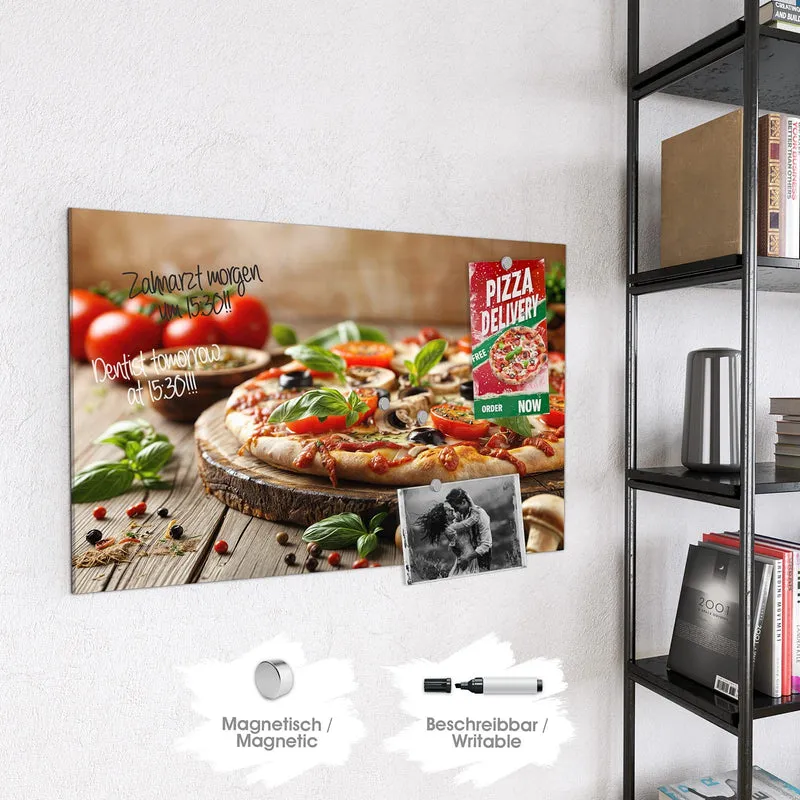 Magnettafel - Pizza auf Holzbrett