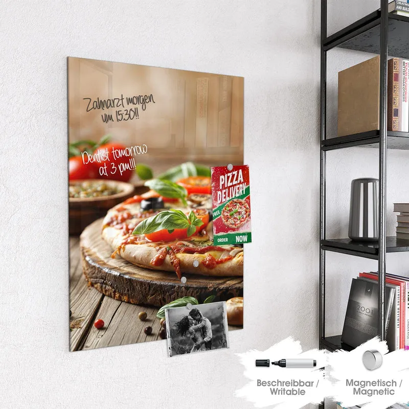 Magnettafel - Pizza auf Holzbrett