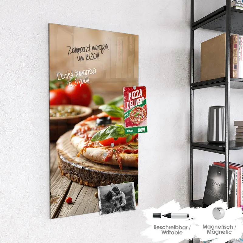 Magnettafel - Pizza auf Holzbrett