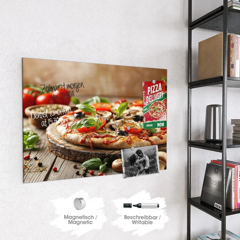 Magnettafel - Pizza auf Holzbrett