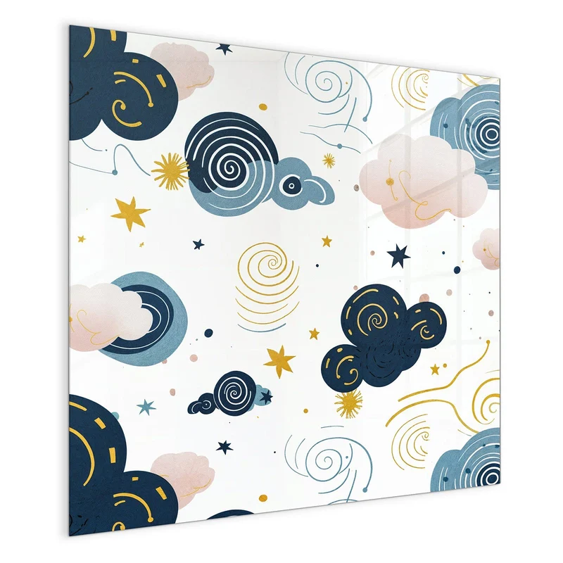 Magnettafel - Blaue Wolken und Sterne