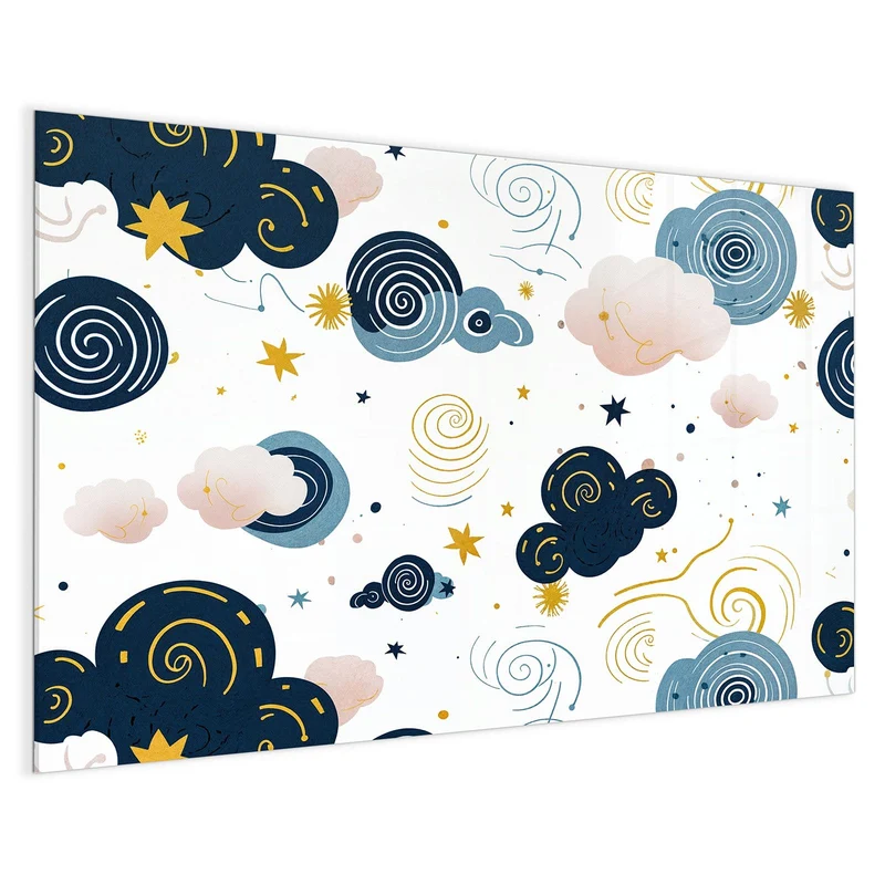 Magnettafel - Blaue Wolken und Sterne