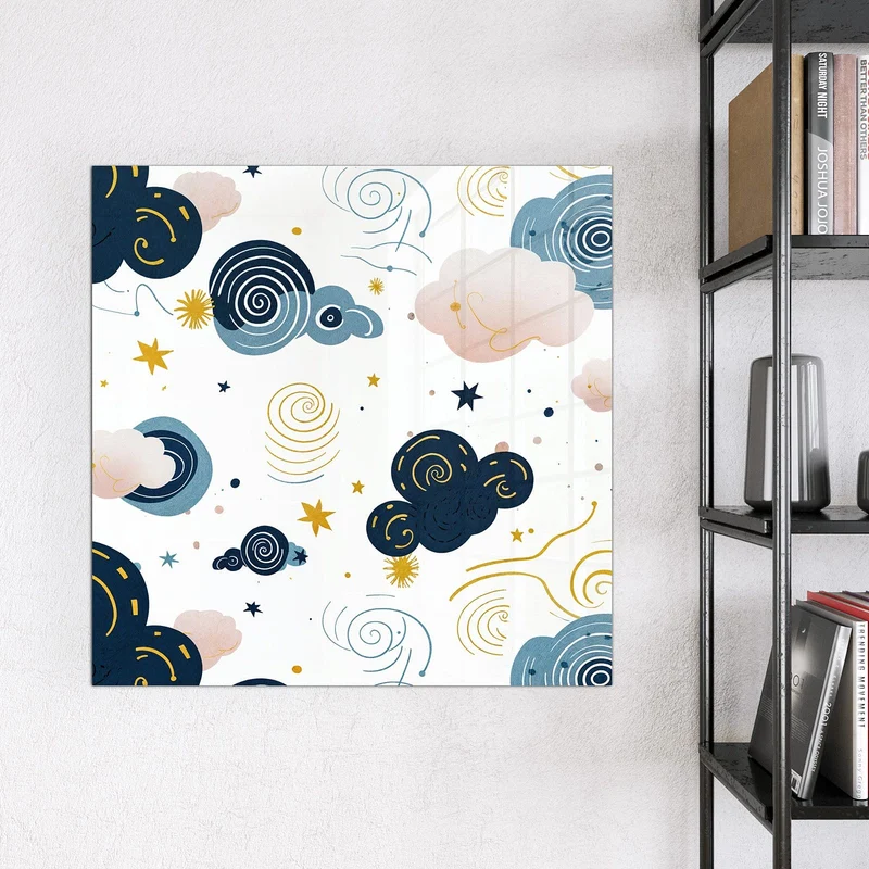 Magnettafel - Blaue Wolken und Sterne