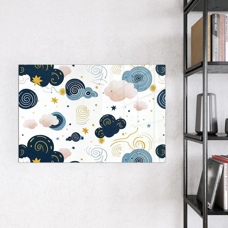 Magnettafel - Blaue Wolken und Sterne