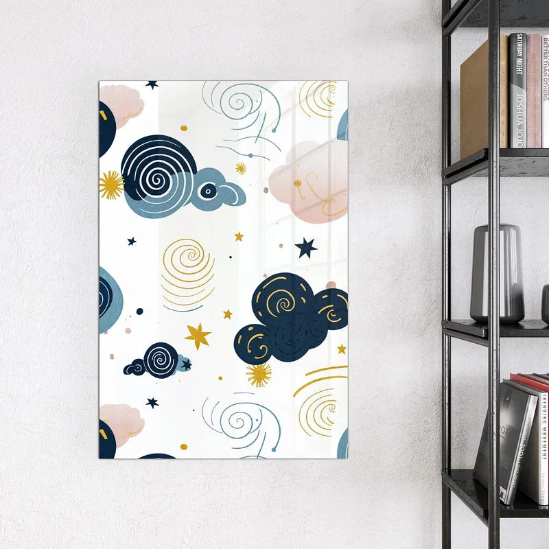 Magnettafel - Blaue Wolken und Sterne