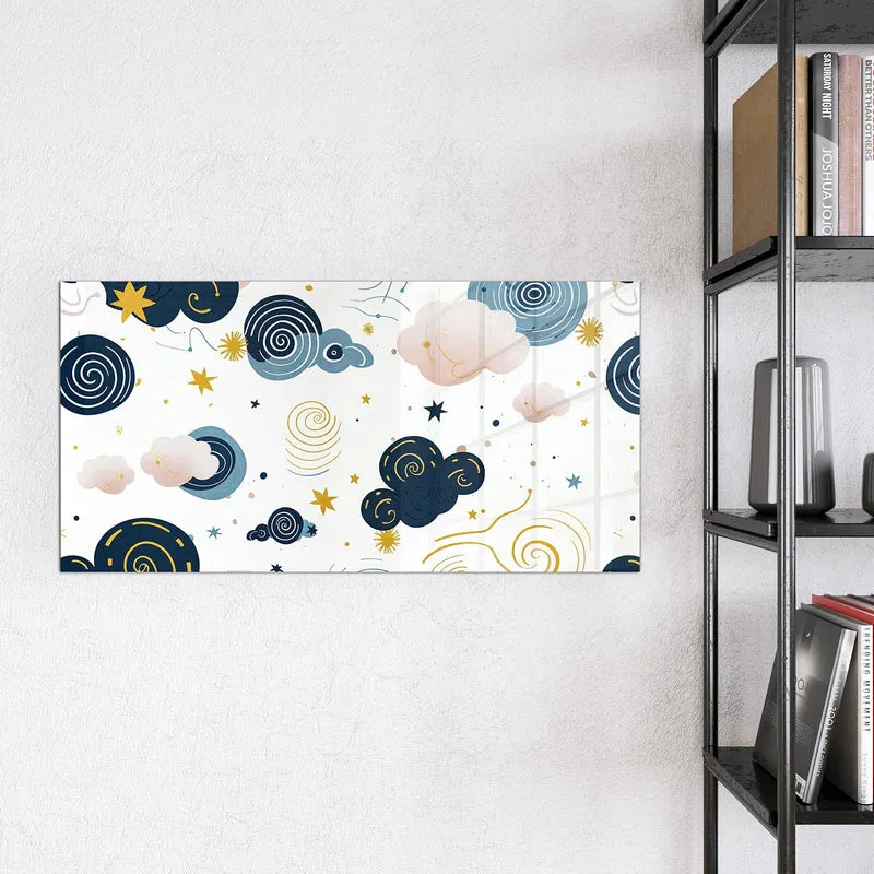Magnettafel - Blaue Wolken und Sterne