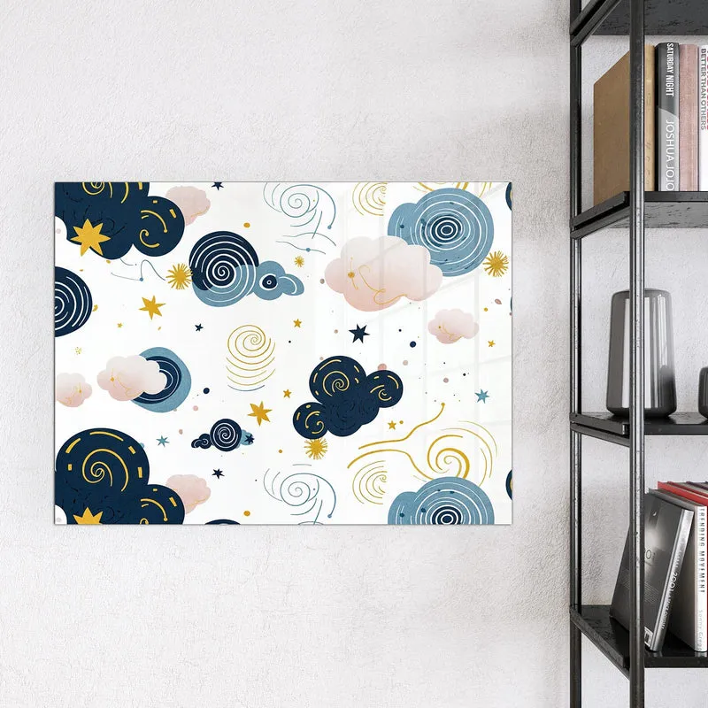 Magnettafel - Blaue Wolken und Sterne