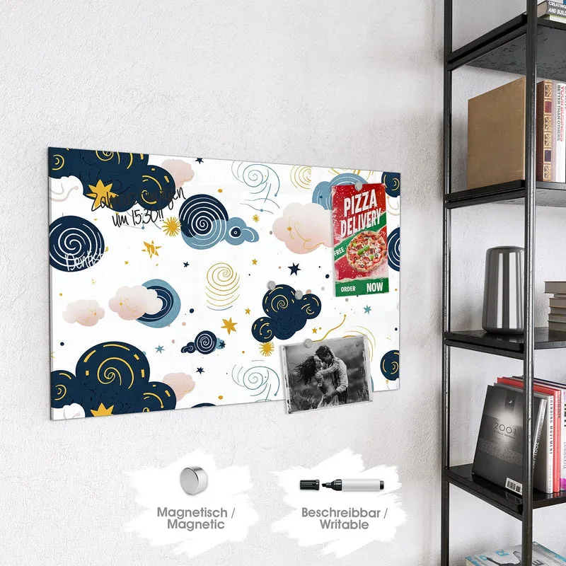Magnettafel - Blaue Wolken und Sterne