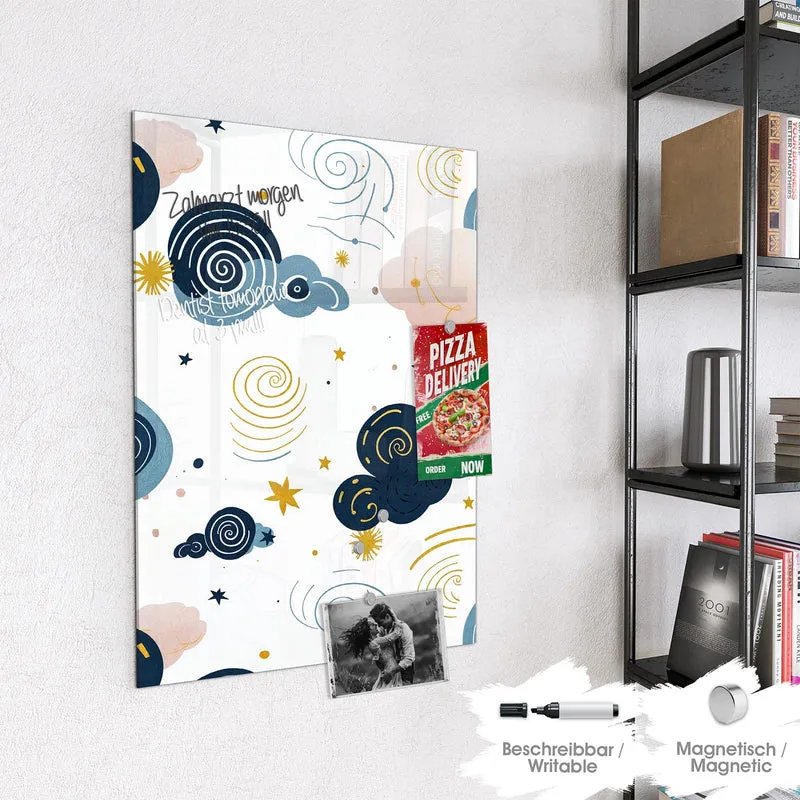 Magnettafel - Blaue Wolken und Sterne