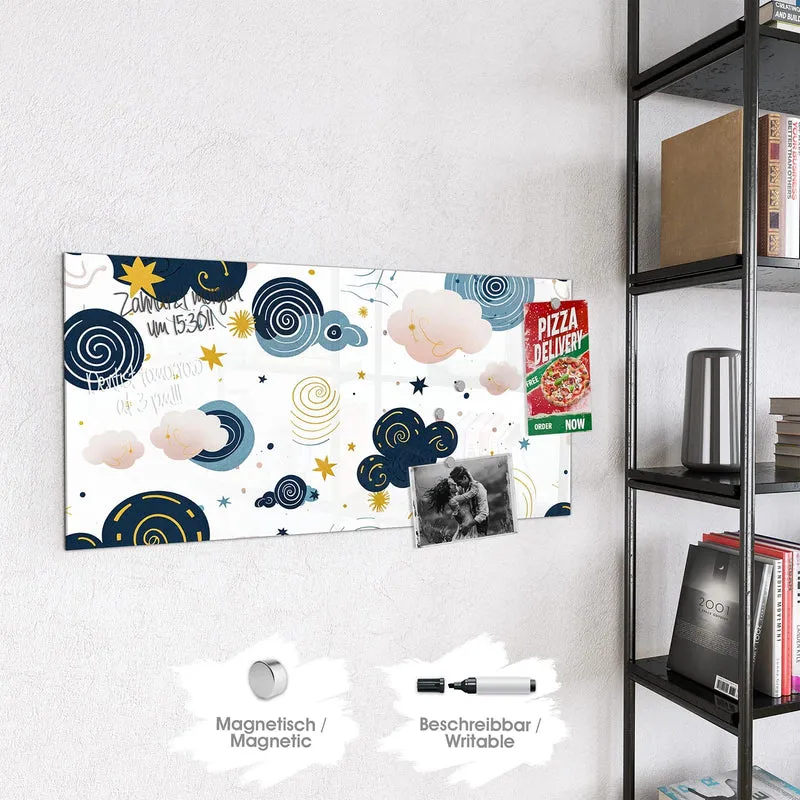 Magnettafel - Blaue Wolken und Sterne