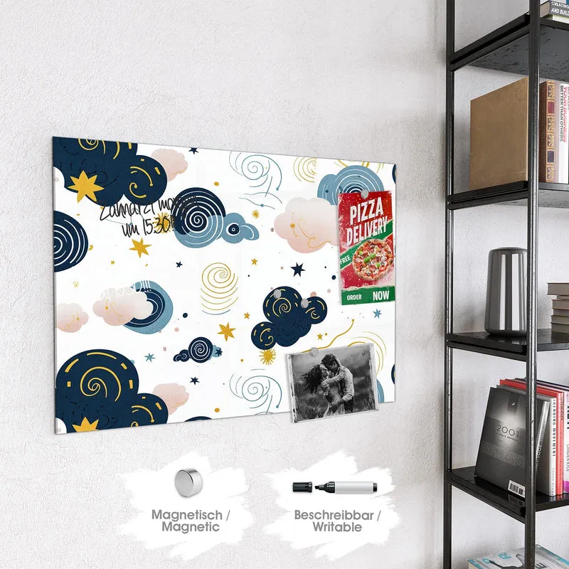 Magnettafel - Blaue Wolken und Sterne