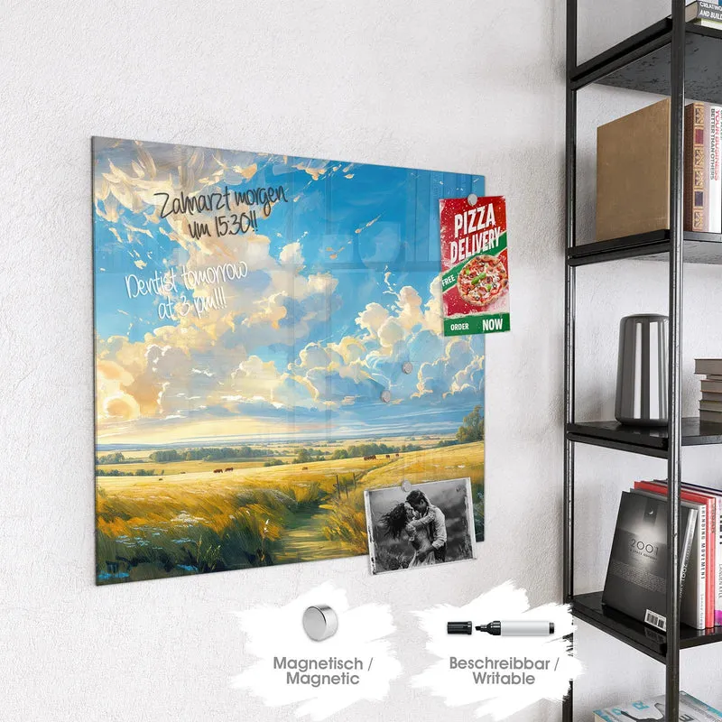 Magnettafel - Wolkenhimmel über Feld