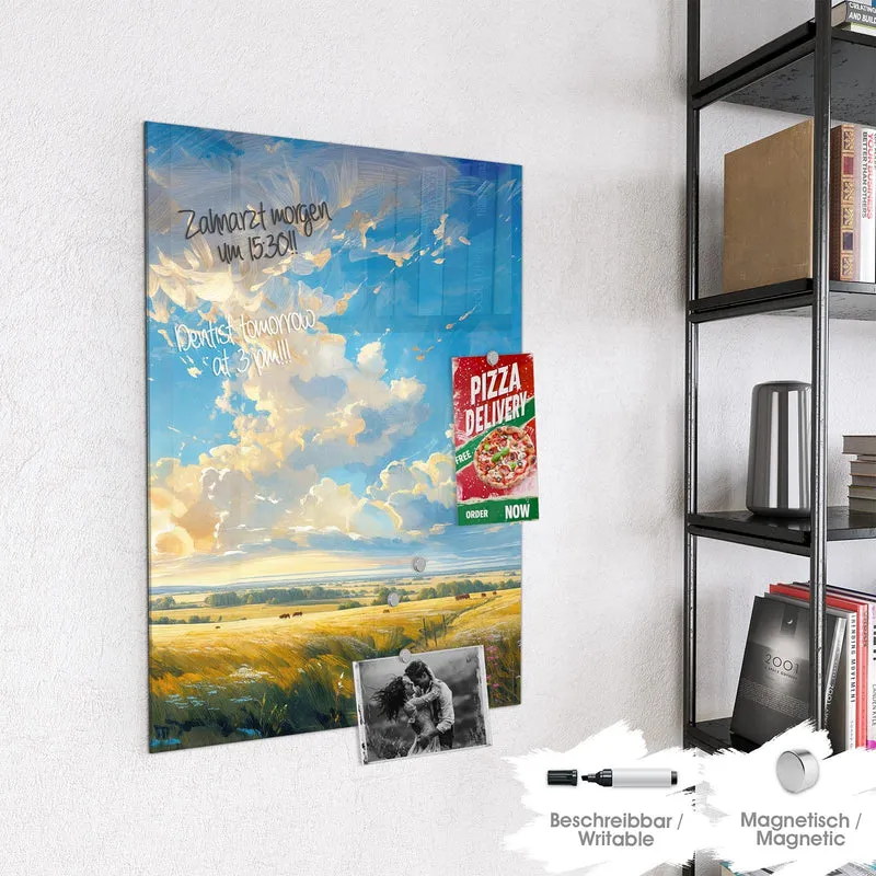 Magnettafel - Wolkenhimmel über Feld