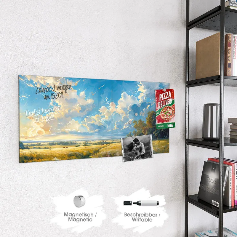 Magnettafel - Wolkenhimmel über Feld