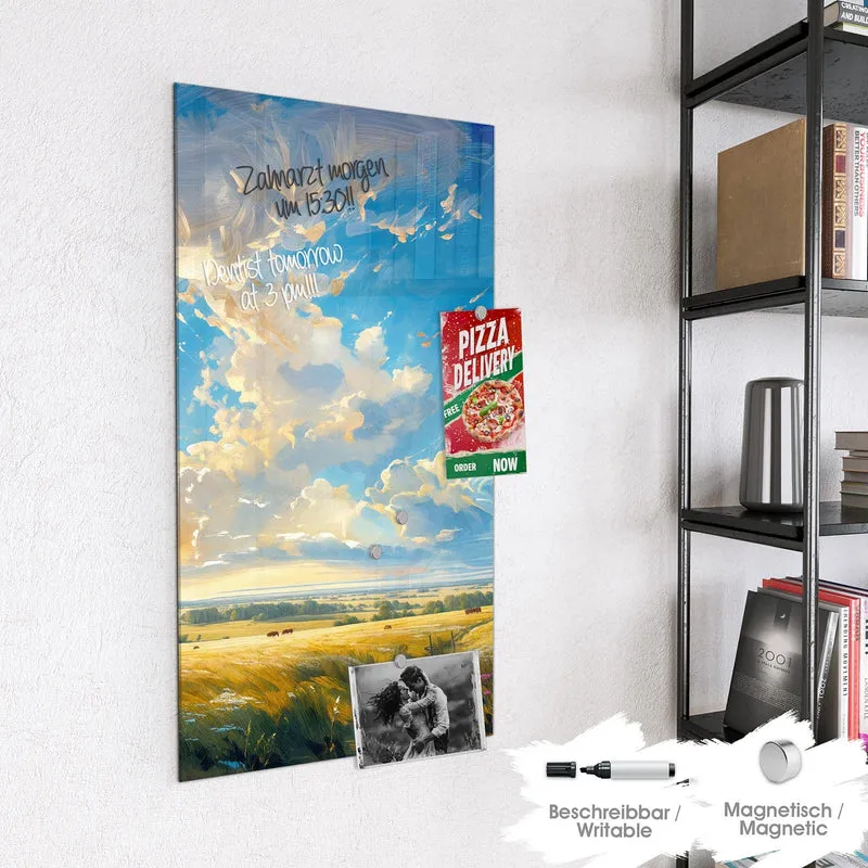 Magnettafel - Wolkenhimmel über Feld