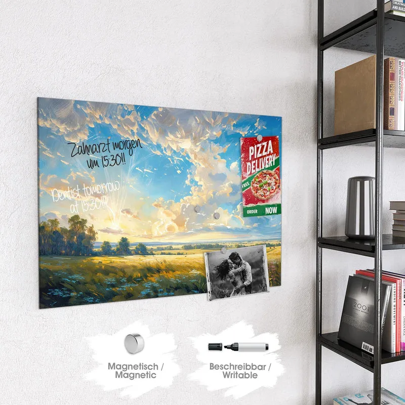 Magnettafel - Wolkenhimmel über Feld