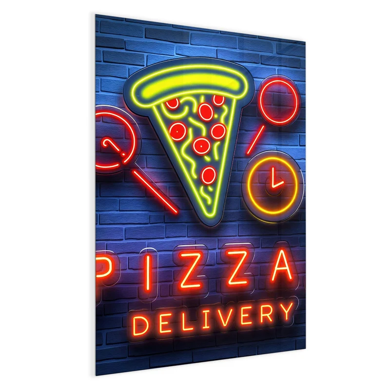 Magnettafel - Pizza in Neonlicht