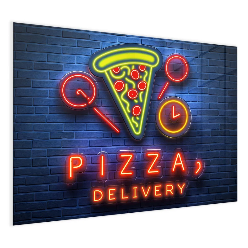 Magnettafel - Pizza in Neonlicht