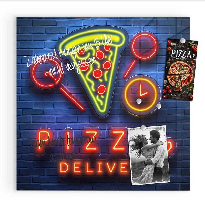 Magnettafel - Pizza in Neonlicht