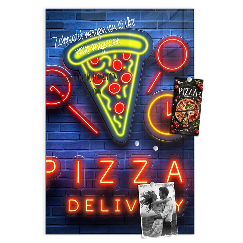 Magnettafel - Pizza in Neonlicht