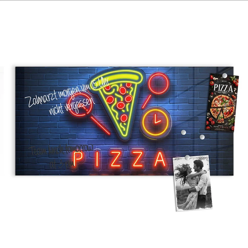 Magnettafel - Pizza in Neonlicht