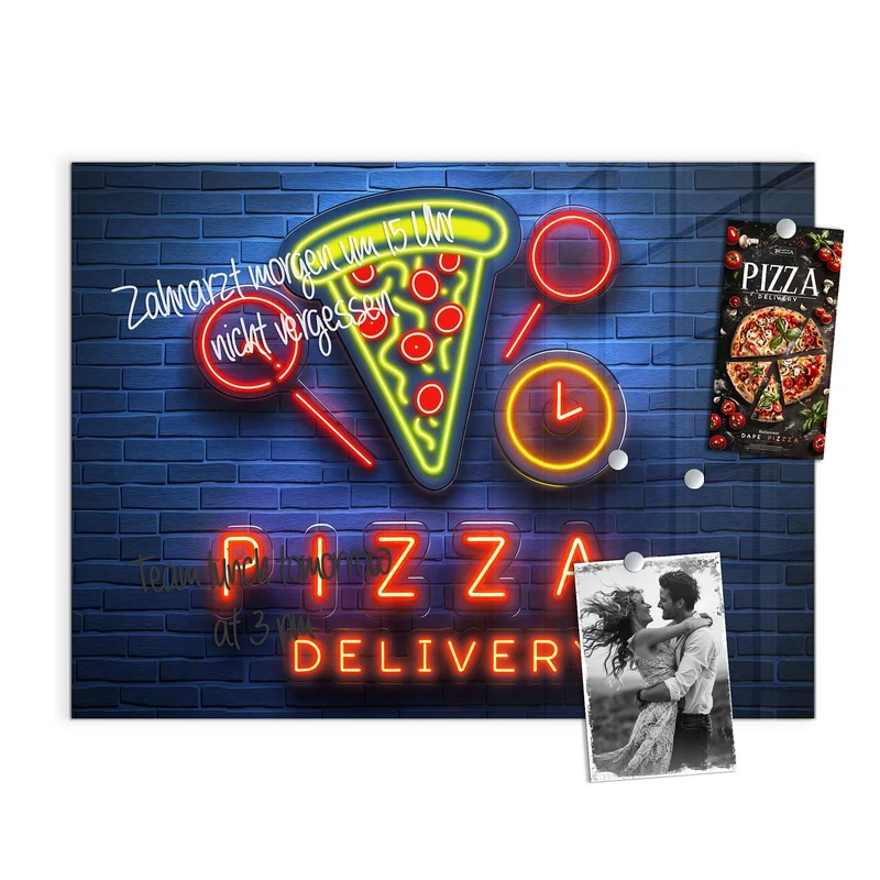 Magnettafel - Pizza in Neonlicht